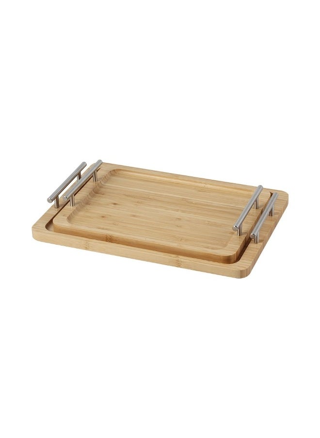 DANUBE HOME Loretta 2-Piece Bamboo Serving Tray, M 33x 24x 1.7 Cm,L 39x 28x 1.7 Cm  - Image 2