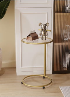 Sharpdo Round Side Table, Transparent Glass End Table with Metal Frame, Modern Coffee Table for Living Room  - Image 2