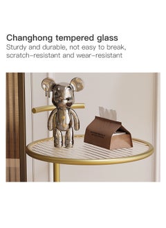 Sharpdo Round Side Table, Transparent Glass End Table with Metal Frame, Modern Coffee Table for Living Room  - Image 5
