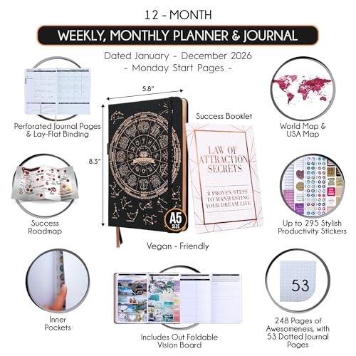 Freedom Mastery Law of Attraction Planner 2026 Deluxe with Productivity App | Weekly & Monthly Goal-Setting Planner, Life & Gratitude Journal | Include Foldable Vision Board, Gift Box & Stickers - Image 2