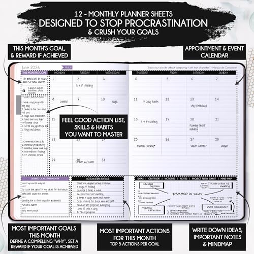 Freedom Mastery Law of Attraction Planner 2026 Deluxe with Productivity App | Weekly & Monthly Goal-Setting Planner, Life & Gratitude Journal | Include Foldable Vision Board, Gift Box & Stickers - Image 5
