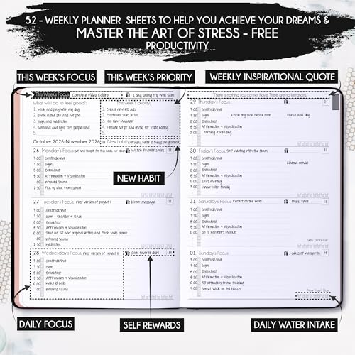 Freedom Mastery Law of Attraction Planner 2026 Deluxe with Productivity App | Weekly & Monthly Goal-Setting Planner, Life & Gratitude Journal | Include Foldable Vision Board, Gift Box & Stickers - Image 4