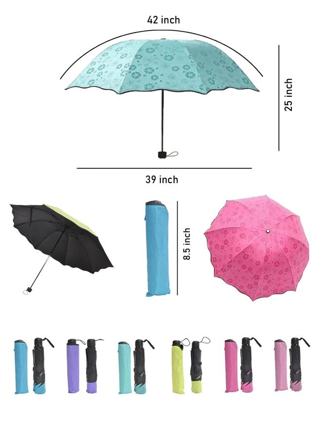 FABINALIV Turquoise Solid Waterproof Compact 3 Fold Magic Umbrella With Cover (FLUB-1031-Turq) - Image 5