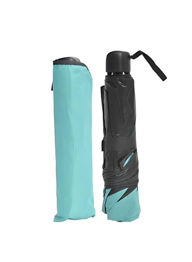 FABINALIV Turquoise Solid Waterproof Compact 3 Fold Magic Umbrella With Cover (FLUB-1031-Turq) - Image 1
