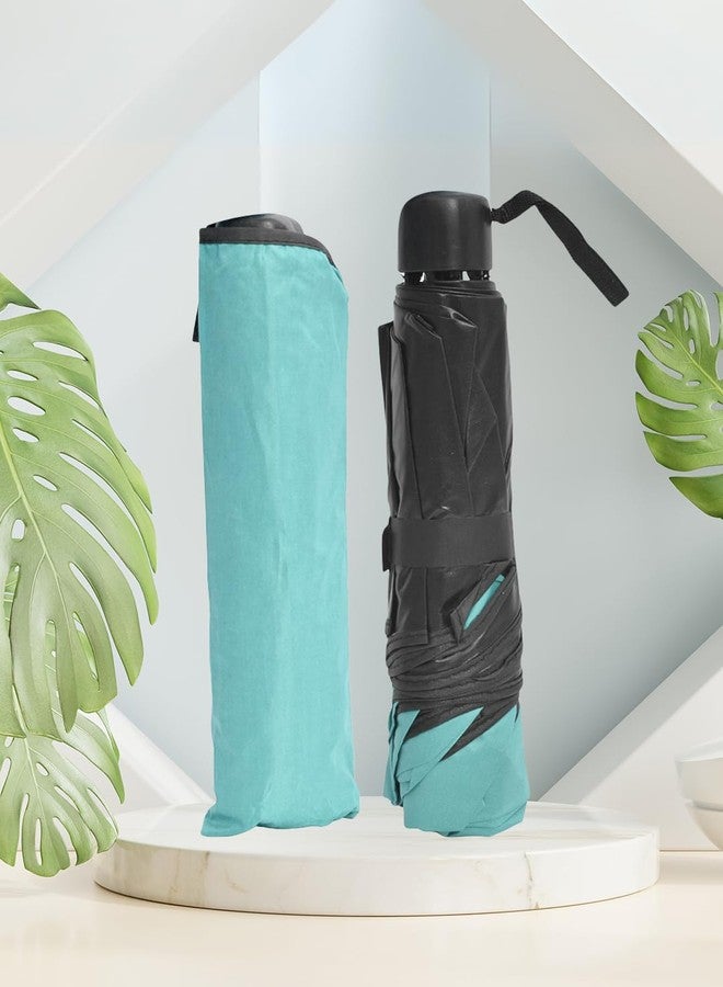 FABINALIV Turquoise Solid Waterproof Compact 3 Fold Magic Umbrella With Cover (FLUB-1031-Turq) - Image 2