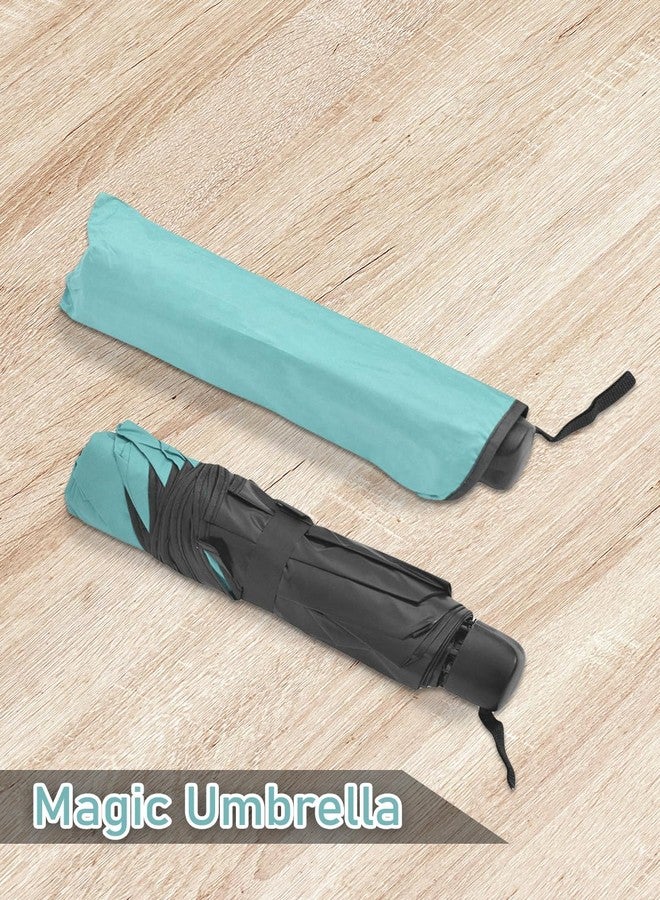 FABINALIV Turquoise Solid Waterproof Compact 3 Fold Magic Umbrella With Cover (FLUB-1031-Turq) - Image 3