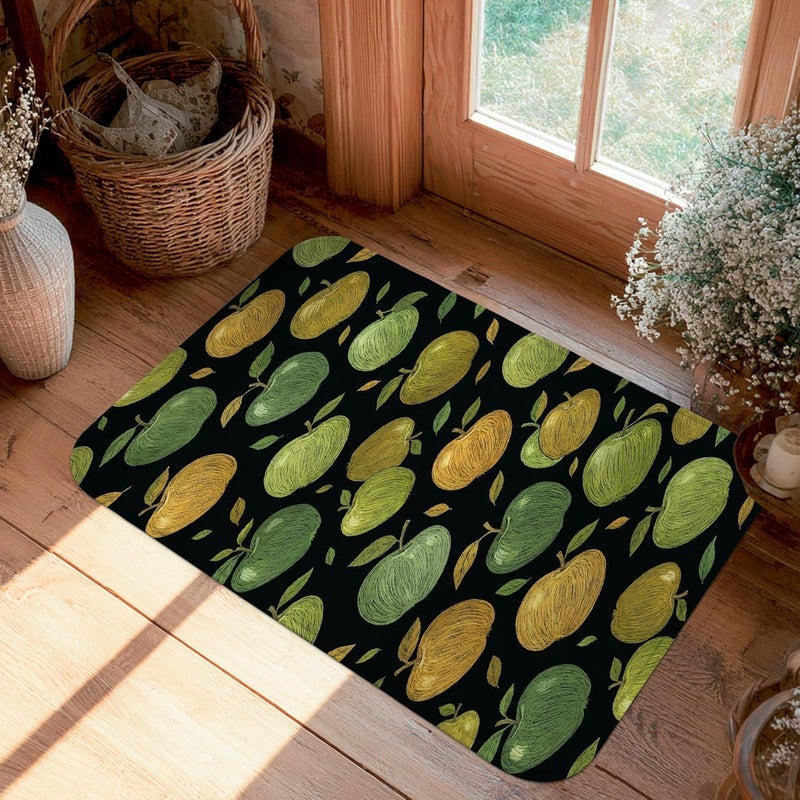 Fruits Runner Rug, Modern Contemporary Leaf Green Fall Green Non-Slip Doormat Rectangle Print Accents Rug for Kitchen Bedside Entryway Hallway Decor 2x3 Ft - Image 4