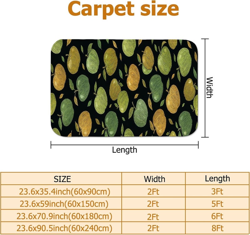 Fruits Runner Rug, Modern Contemporary Leaf Green Fall Green Non-Slip Doormat Rectangle Print Accents Rug for Kitchen Bedside Entryway Hallway Decor 2x3 Ft - Image 2