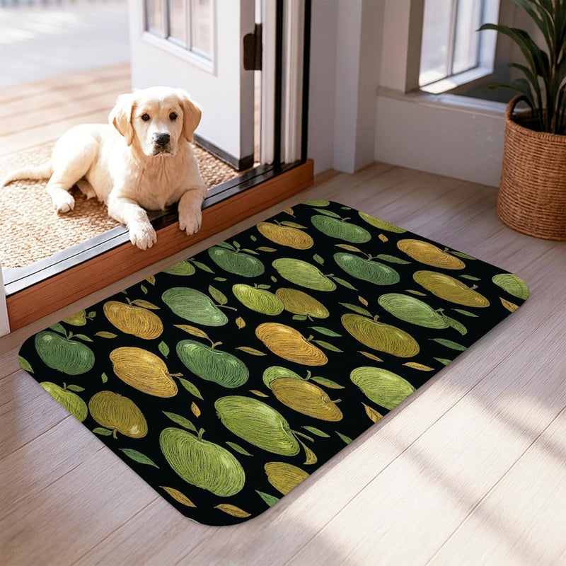 Fruits Runner Rug, Modern Contemporary Leaf Green Fall Green Non-Slip Doormat Rectangle Print Accents Rug for Kitchen Bedside Entryway Hallway Decor 2x3 Ft - Image 3