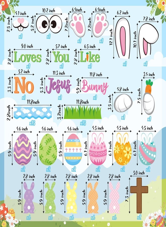 BeYumi 86Pcs Easter Bunny Christian Cross Bulletin Board Set No Bunny Loves You Like Jesus Eggs Cutouts Name Tags Trim Border Christian Religious Sunday School Classroom Chalkboard Church Decoration - Image 2