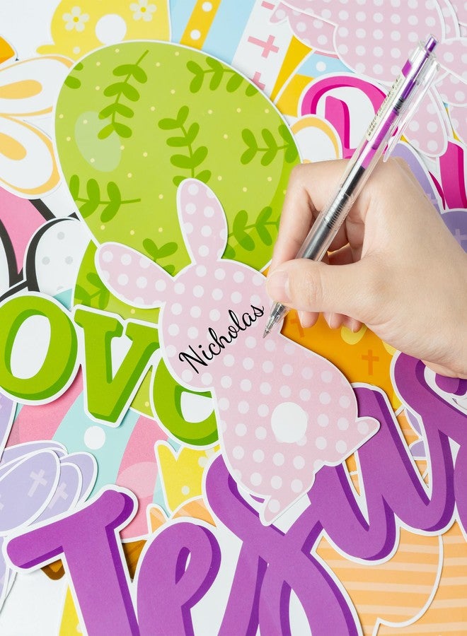 BeYumi 86Pcs Easter Bunny Christian Cross Bulletin Board Set No Bunny Loves You Like Jesus Eggs Cutouts Name Tags Trim Border Christian Religious Sunday School Classroom Chalkboard Church Decoration - Image 4