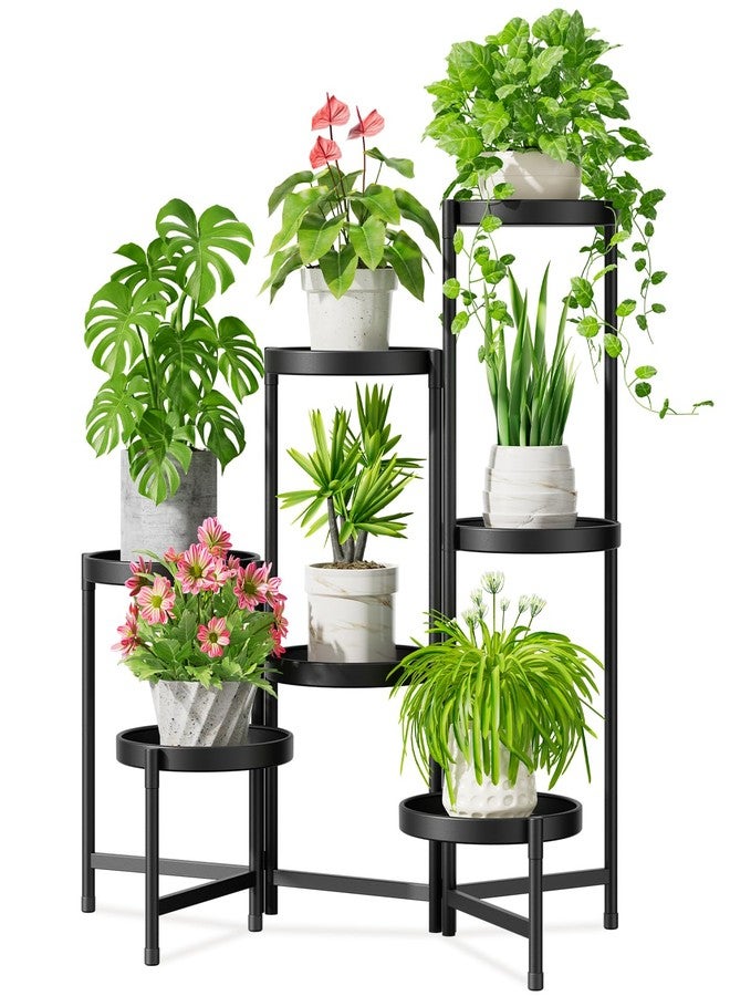 iDavosic.ly 7 Tier Large Plant Stand Indoor with 10 Inch Wide Tray, Tiered Corner Metal Outdoor Flower Display Holder Shelf, Folding Tall Rack for Patio Porch Living Room, Modern Black - Image 1