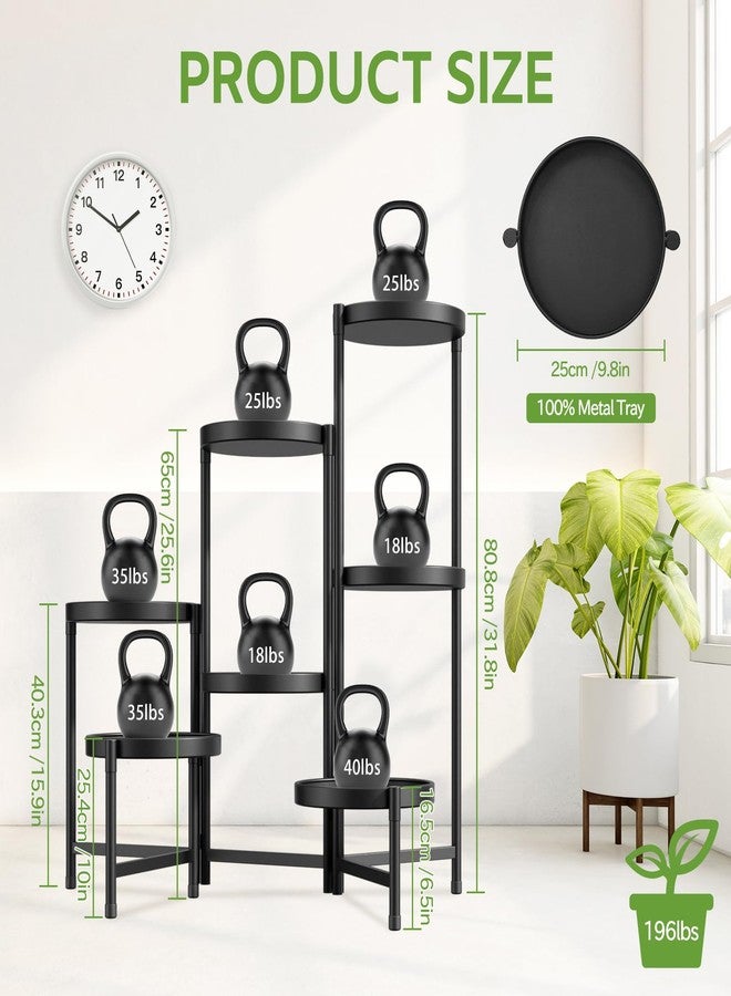 iDavosic.ly 7 Tier Large Plant Stand Indoor with 10 Inch Wide Tray, Tiered Corner Metal Outdoor Flower Display Holder Shelf, Folding Tall Rack for Patio Porch Living Room, Modern Black - Image 3