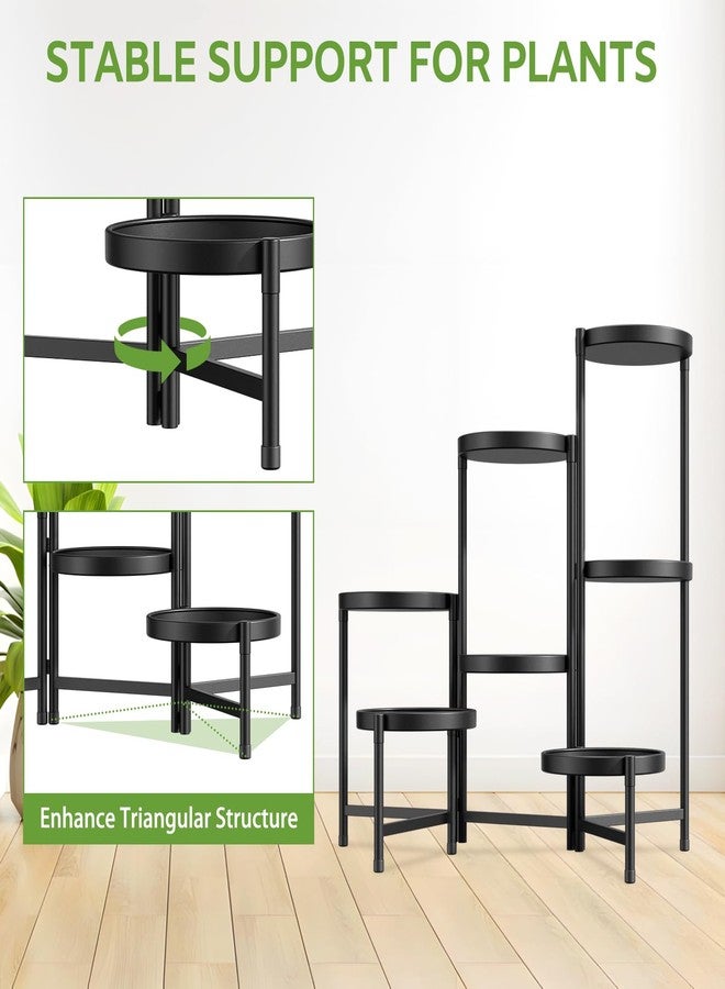 iDavosic.ly 7 Tier Large Plant Stand Indoor with 10 Inch Wide Tray, Tiered Corner Metal Outdoor Flower Display Holder Shelf, Folding Tall Rack for Patio Porch Living Room, Modern Black - Image 5