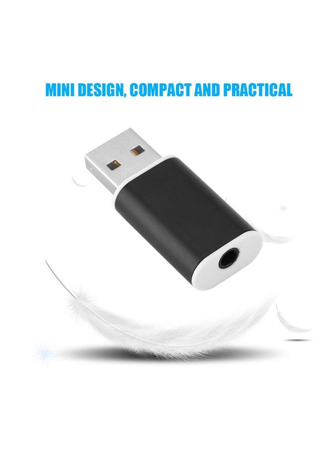 Thoraya External USB 2.0 to 3.5mm Stereo Audio Sound Card Mic Adapter Speaker (Black)  - Image 2