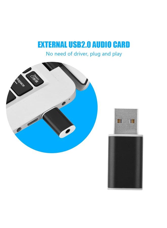 Thoraya External USB 2.0 to 3.5mm Stereo Audio Sound Card Mic Adapter Speaker (Black)  - Image 5