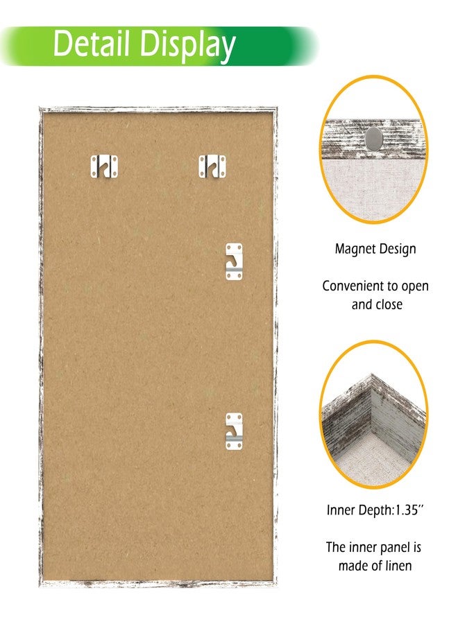 FrameWorks إطار عرض خشبي عميق من FrameWorks، مقاس 12×18 بوصة، مع لوح كتان وباب زجاجي مقوى - أبيض عتيق - كبير - يُعلق على الحائط - Image 3