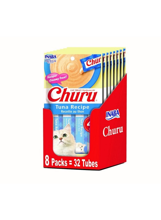 INABA Churu Lickable Purée Natural Cat Treats - Tuna Recipe (4 Servings per Package, 8 Packages) (32 Tubes) - Image 1