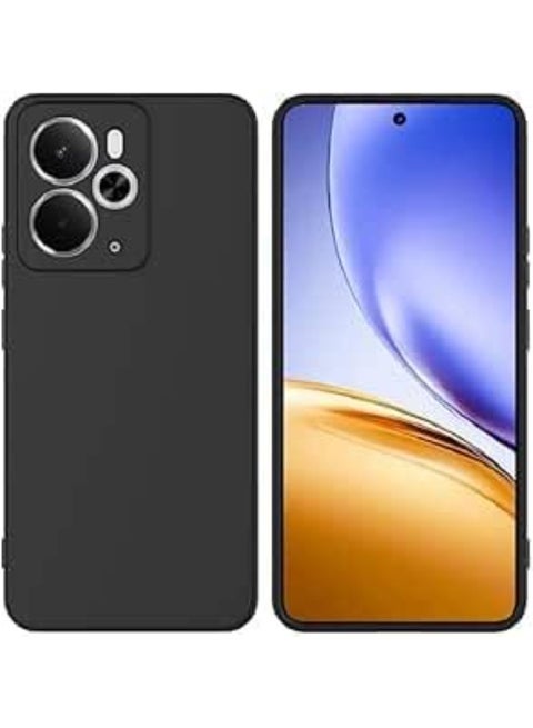 غطاء خلفي من السيليكون مع بطانة من الألياف الدقيقة مع حماية للكاميرا لهاتف Realme 15 5G (أسود)