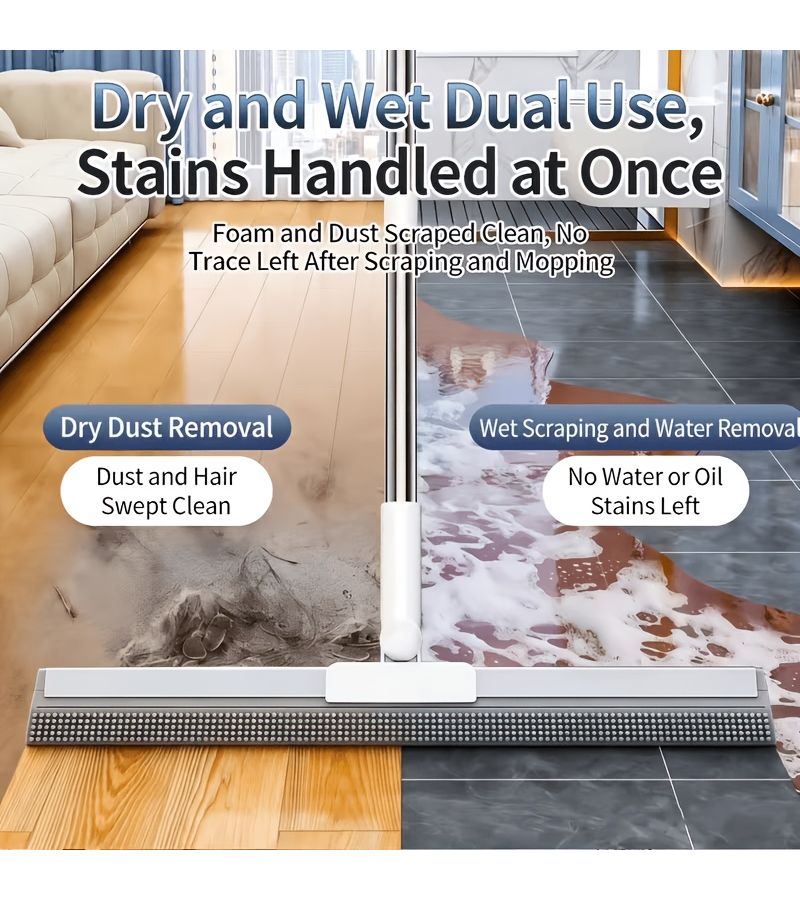 50cm 19.69in Double Sided Sliding Scraper Floor Squeegee Mop Fitting Snugly On Tile And Hardwood Floors Gathering Standing Water Quickly Soft Squeegee Leaves No Water Film Keeps Surfaces Dry Non Slip - Image 4