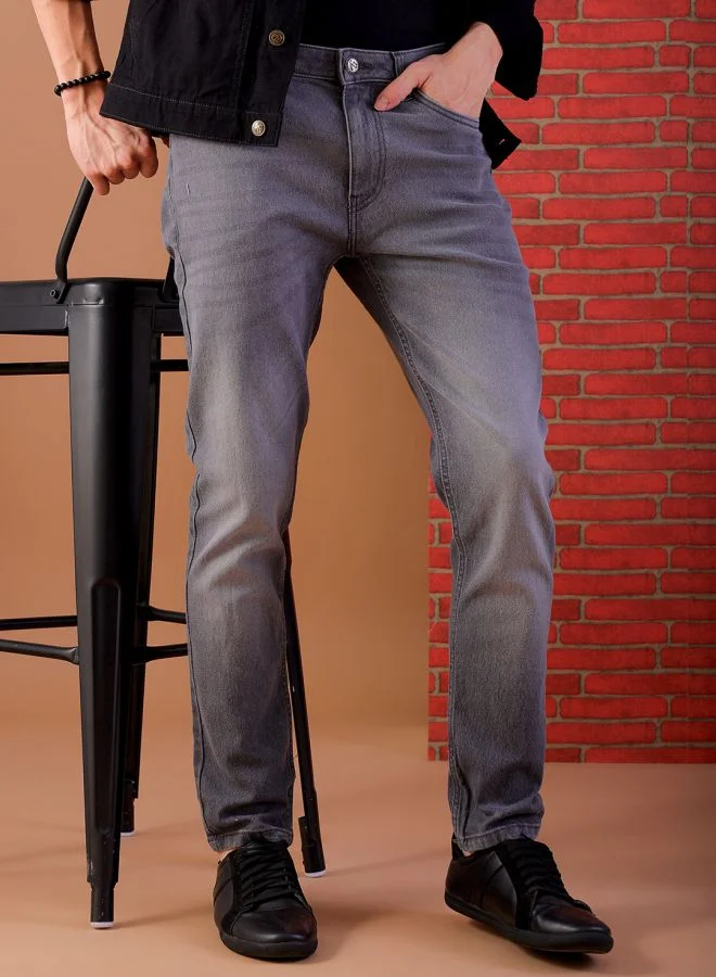 Men Slim Fit Solid Mid-Rise Jeans