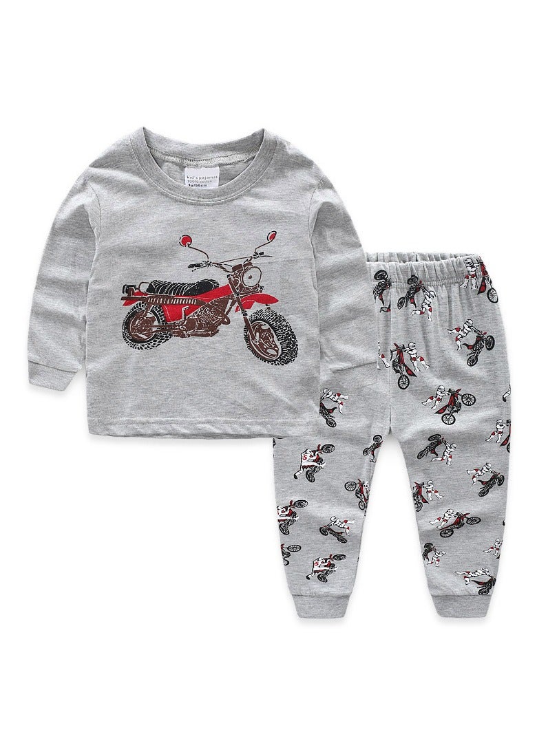 Boys' Long-Sleeved And Long-Pants Home Wear Set Pink Two-Piece Set - Image 1