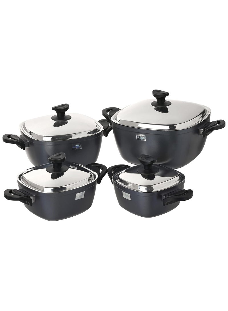 سافلون طقم اوانى طهى جيرانيت من سافلون مربع بيد ستانلس ستيل من سافلون 10 قطعة اسود SF66610TM - Image 2