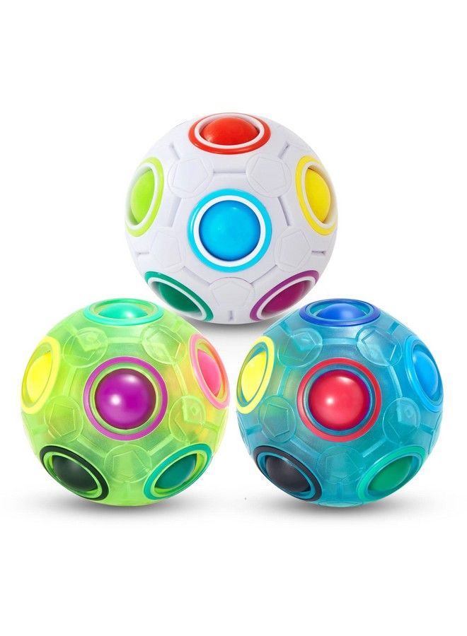 VDEALEN Magic Rainbow Puzzle Ball, Fidget Ball Puzzle Game Fun Stress Reliever Magic Ball Brain Teaser Fidget Toys For Children Teens & Adults3 Pack - Image 2