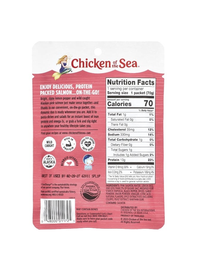 Chicken Of The Sea Chicken of the Sea, Wild Caught Alaskan Pink Salmon, Lemon Pepper, 2.5 oz (70 g)  - Image 2