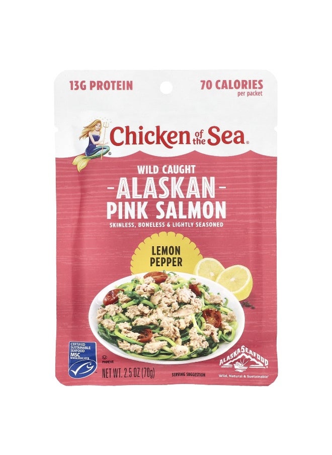 Chicken Of The Sea Chicken of the Sea, Wild Caught Alaskan Pink Salmon, Lemon Pepper, 2.5 oz (70 g)  - Image 1