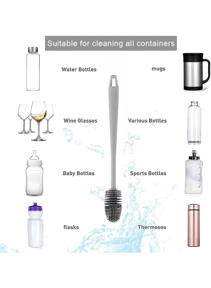 Bottle Brush,Long Handle Soft Silicone Bottle Cleaner Brush for Cleaning Bottles Glass Cup Thermoses Various Containers(Grey) - Image 4