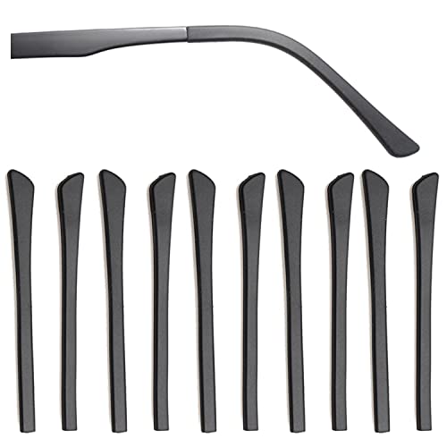 KECHIO 5 Pairs Anti-Slip Silicone Eyeglass End Tips Ear Sock Pieces Tube Eyewear Comfort Replacement Tips for Flat Thin Metal Eyeglass Legs Black - Image 1