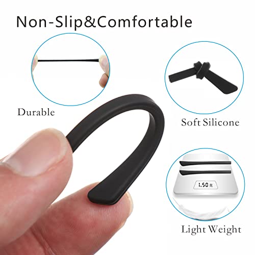 KECHIO 5 Pairs Anti-Slip Silicone Eyeglass End Tips Ear Sock Pieces Tube Eyewear Comfort Replacement Tips for Flat Thin Metal Eyeglass Legs Black - Image 2