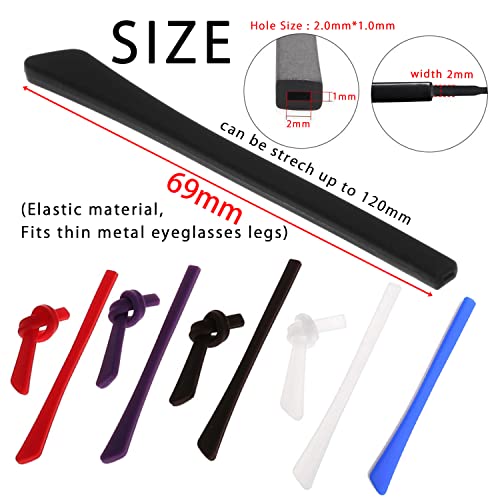 KECHIO 5 Pairs Anti-Slip Silicone Eyeglass End Tips Ear Sock Pieces Tube Eyewear Comfort Replacement Tips for Flat Thin Metal Eyeglass Legs Black - Image 4