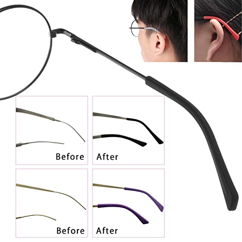KECHIO 5 Pairs Anti-Slip Silicone Eyeglass End Tips Ear Sock Pieces Tube Eyewear Comfort Replacement Tips for Flat Thin Metal Eyeglass Legs Black - Image 5