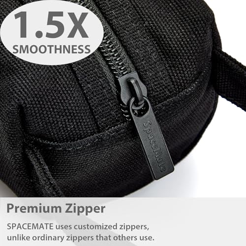 SPACEMATE Pencil Case Pouch Box Bag School Supplies Girls Boys Kids, Cute Preppy Stuff Large Big Capacity Aesthetic Canvas Pen Organizer, Back to College Stationary, Black, Simple Style, 1200ml - Image 4