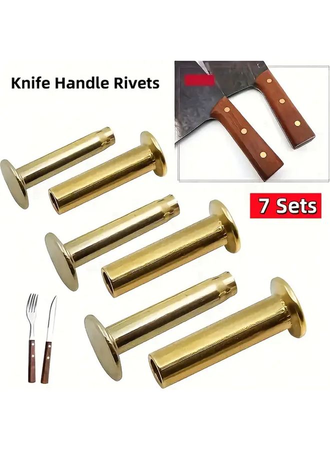 7 Sets Copper Rivets For DIY Knife Handles Golden Finish Durable Metal Hardware - Image 1