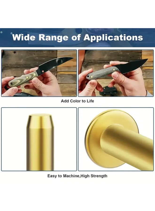 7 Sets Copper Rivets For DIY Knife Handles Golden Finish Durable Metal Hardware - Image 5