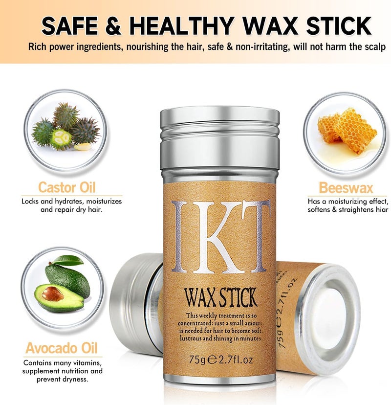 IKT Hair Wax Stick, Wax Stick for Flyaways Hair, Slick Stick for Edge & Frizz Hair, Hair Non-greasy Styling Hair Pomade - 75 Gm - Image 2