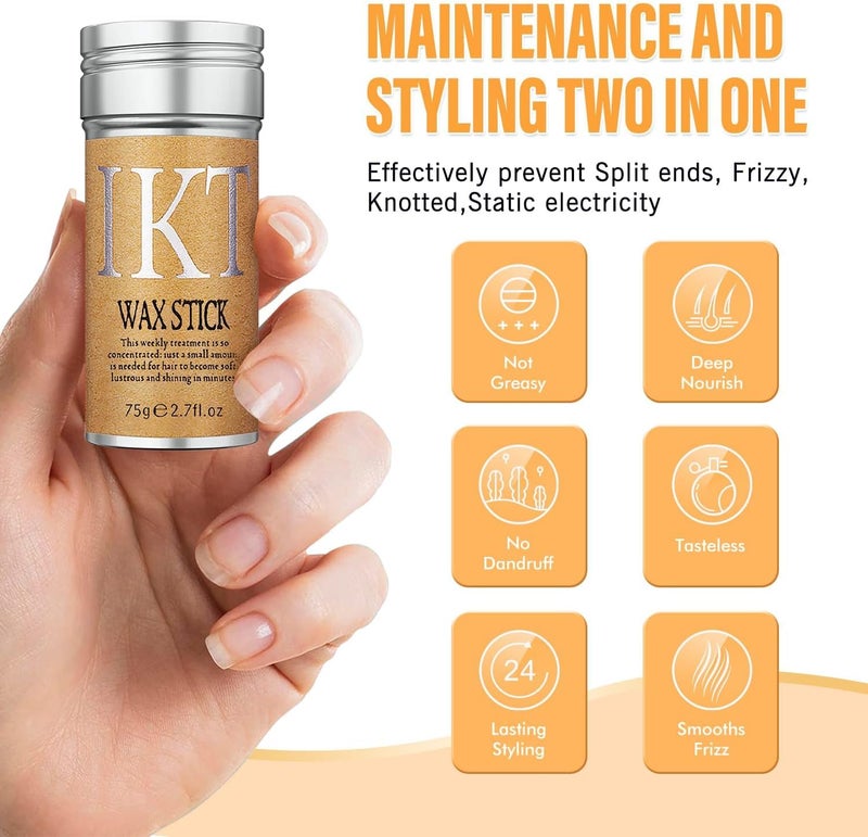 IKT Hair Wax Stick, Wax Stick for Flyaways Hair, Slick Stick for Edge & Frizz Hair, Hair Non-greasy Styling Hair Pomade - 75 Gm - Image 5