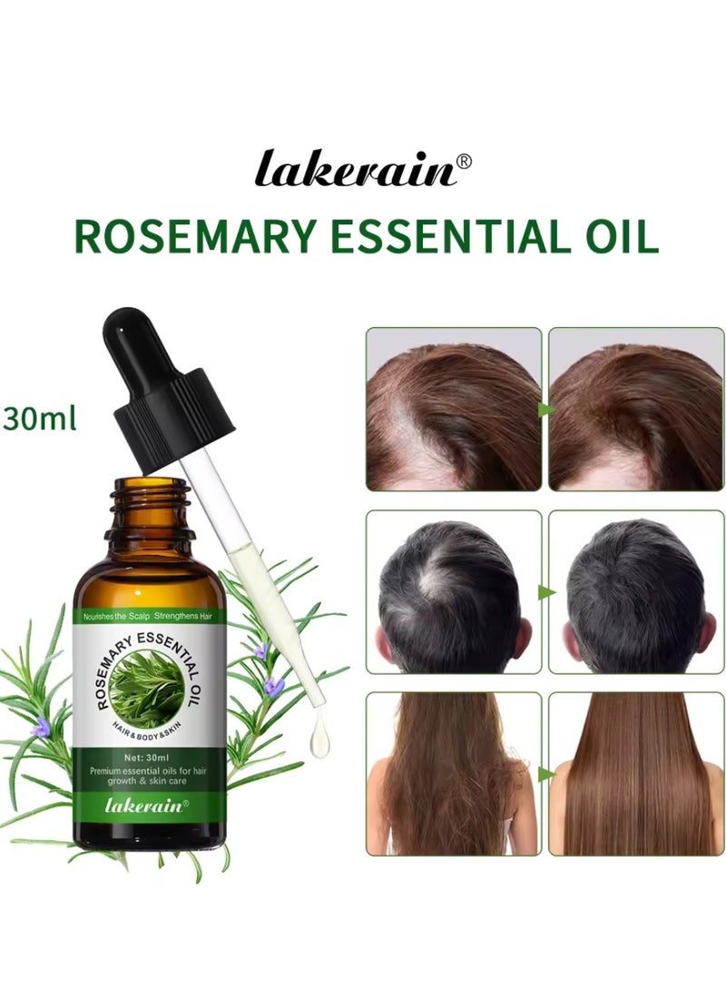 lakerain Rosemary Essential Oil Rosemary Oil for Hair Growth Serum 100% Pure Natural and Organic Rosemary Oil for Dry Damaged Hair Growth Scalp Oil Hair Loss Treatment Serum Oil 30ml - Image 2