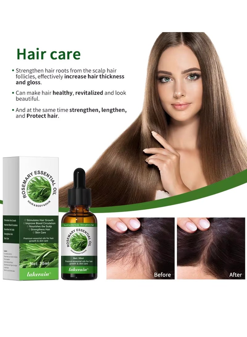lakerain Rosemary Essential Oil Rosemary Oil for Hair Growth Serum 100% Pure Natural and Organic Rosemary Oil for Dry Damaged Hair Growth Scalp Oil Hair Loss Treatment Serum Oil 30ml - Image 5
