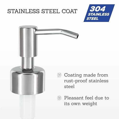 ALTGLAS Twin Pack - 2X Stainless Steel Soap Pump 'Budapest' as Replacement for Liquid Hand Soap Dispensers (Silver Chrome) - Fits e.g. Jack Bottle - Image 3