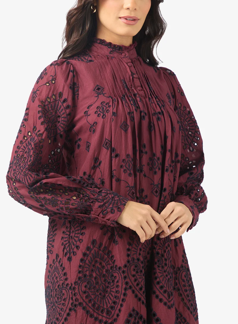 YAS  Lace Detailed High Neck Mini Dress for Women | Best Price UAE