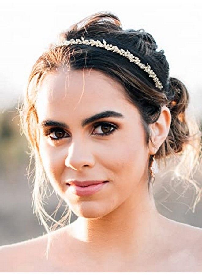 SWEETV - Rhinestone Bridal Headband Silver Crystal Tiara For Women Pearl Wedding Headpieces For Bride Hair Accessories For Prom Birthday Party - Image 1