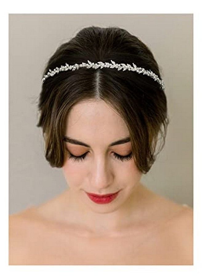 SWEETV - Rhinestone Bridal Headband Silver Crystal Tiara For Women Pearl Wedding Headpieces For Bride Hair Accessories For Prom Birthday Party - Image 1