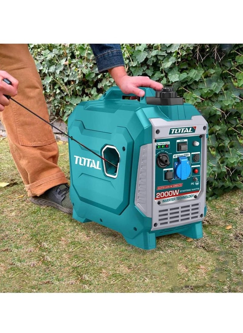 TOTAL - Super Total Silent 2kW Inverter Portable Gasoline Generator - Ultra-Quiet, Ideal Power for Camping, Outdoor Activities, and Home Use| air-cooled system, 6.2h Runtime, USB Outlets, Compact & Lightweight - Image 1