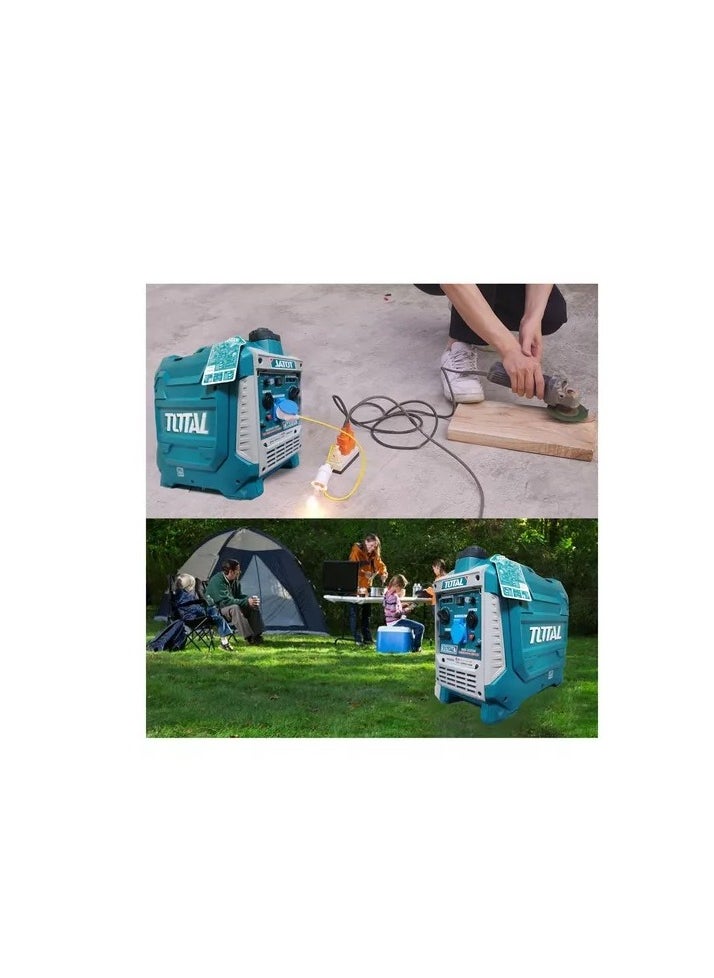TOTAL - Super Total Silent 2kW Inverter Portable Gasoline Generator - Ultra-Quiet, Ideal Power for Camping, Outdoor Activities, and Home Use| air-cooled system, 6.2h Runtime, USB Outlets, Compact & Lightweight - Image 1