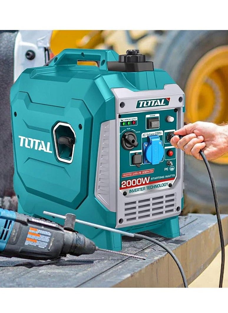 TOTAL - Super Total Silent 2kW Inverter Portable Gasoline Generator - Ultra-Quiet, Ideal Power for Camping, Outdoor Activities, and Home Use| air-cooled system, 6.2h Runtime, USB Outlets, Compact & Lightweight - Image 1