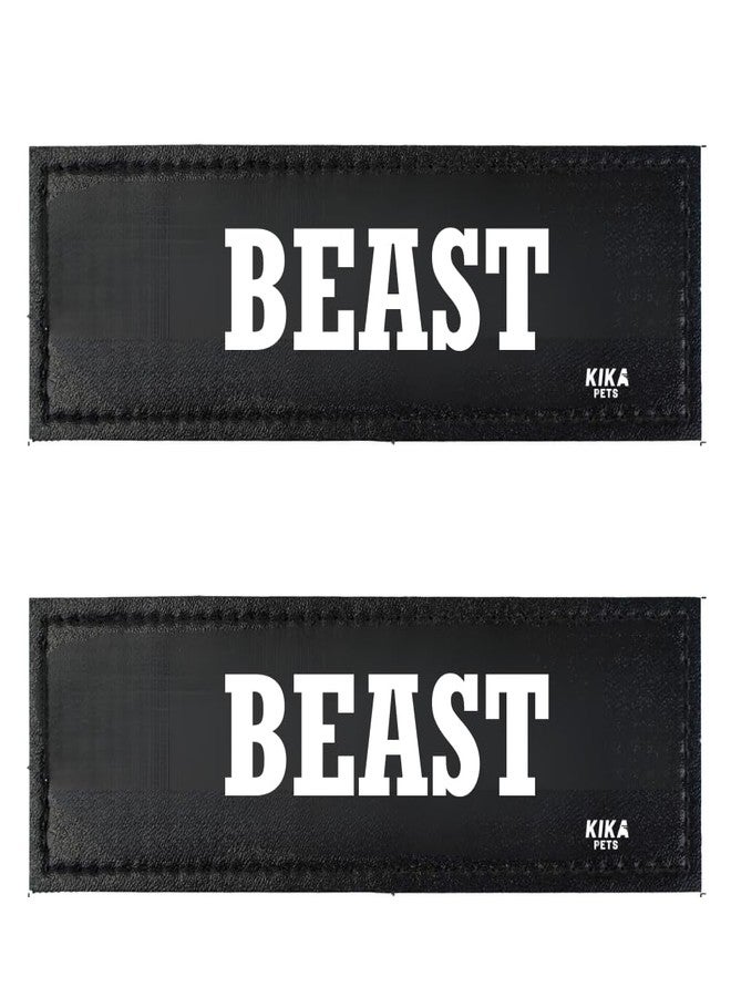 KIKA Pets Name Tag Beast for Dog Harness and Pet Carrier Bags with Velcro Backing, Pack of 2 pcs - Image 1